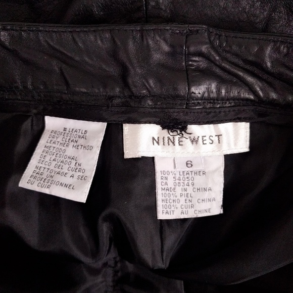 VTG Nine West Black Leather Flare Trousers 6 - Picture 5 of 5